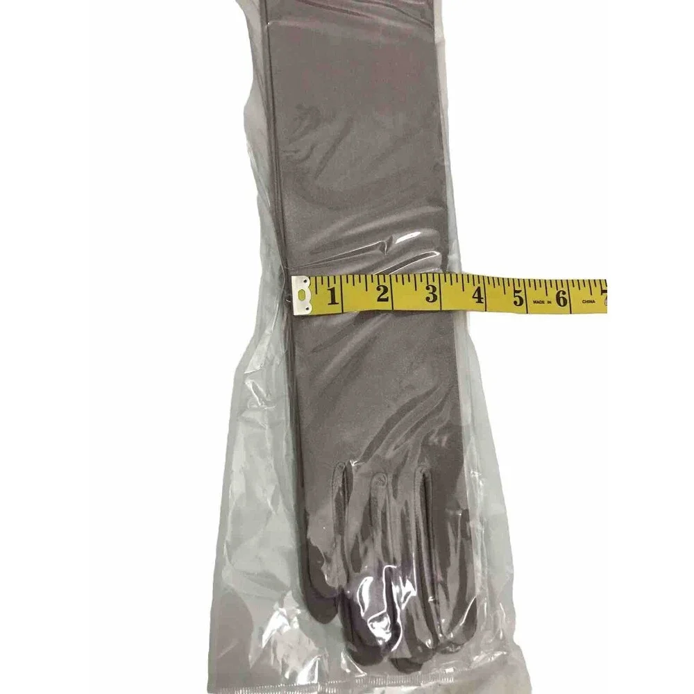 Women’s Long Taupe Gloves Opera Party One Size